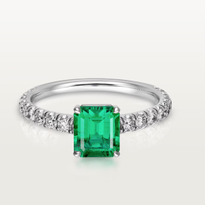 1895 solitaire, emerald-cut emerald, paved